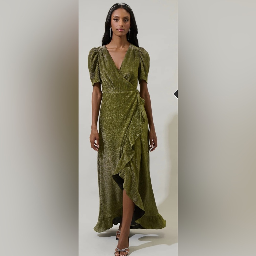 Asymmetrical Olive Dress - 100% polyester, lined - smoke & pet free home
